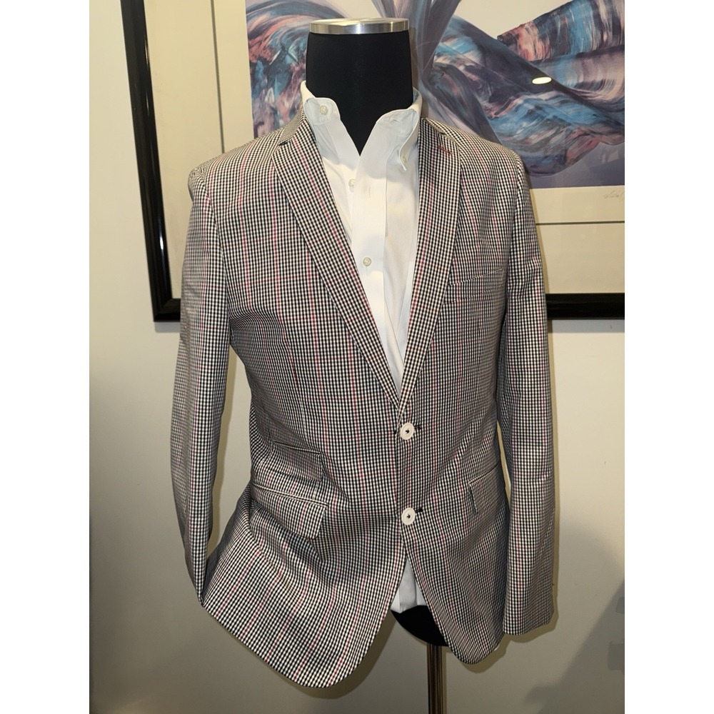 NWT Paisley & Gray Men's 34R Plaid Blazer Sport Coat Slim-Fit Fully-Lined